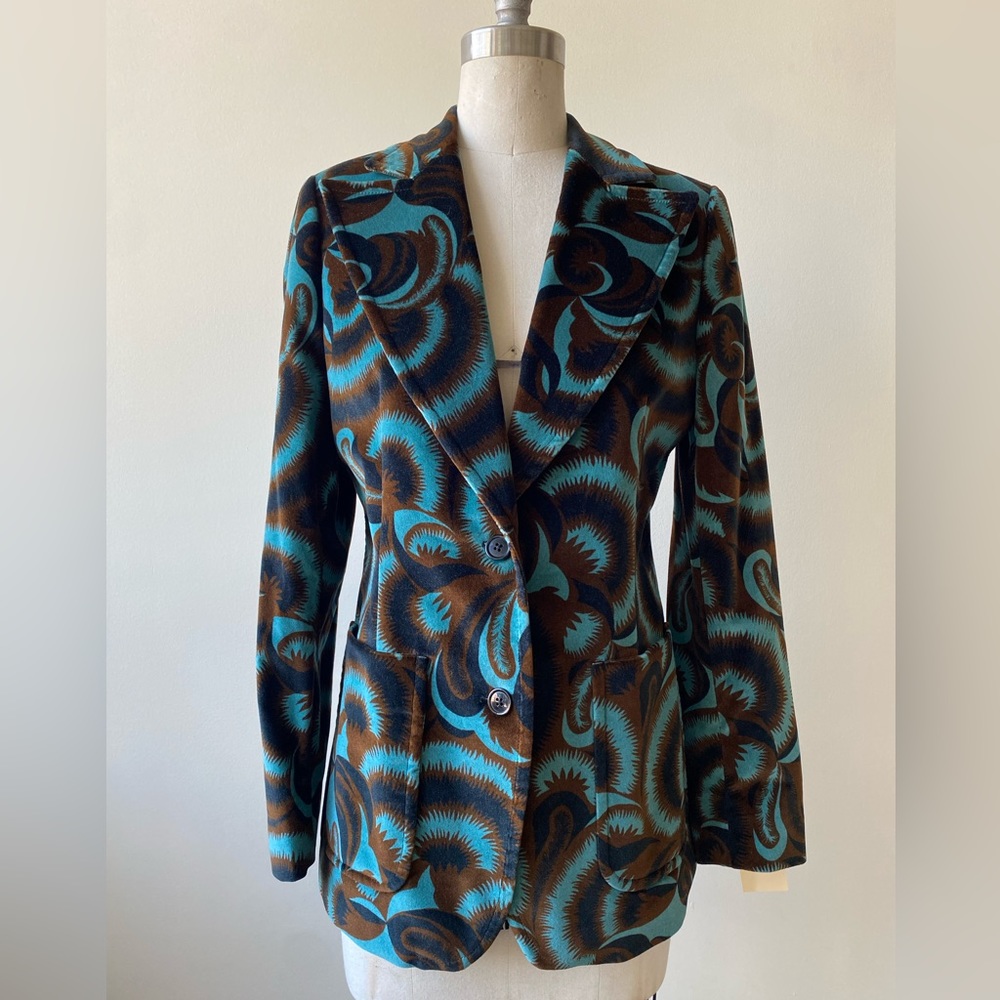 DRIES VAN NOTEN COTTON VELVET PRINT JACKET